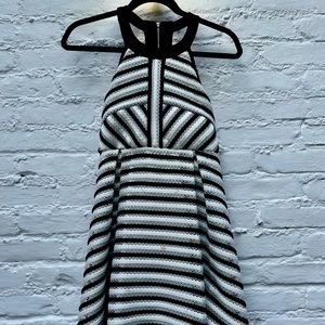 Girls black and white halterneck dress